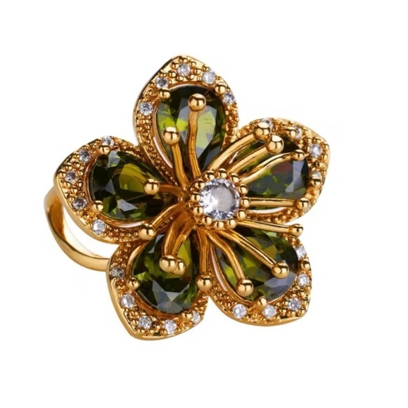 Hazel Floral Gold Adjustable Ring - Picture 3 of 6